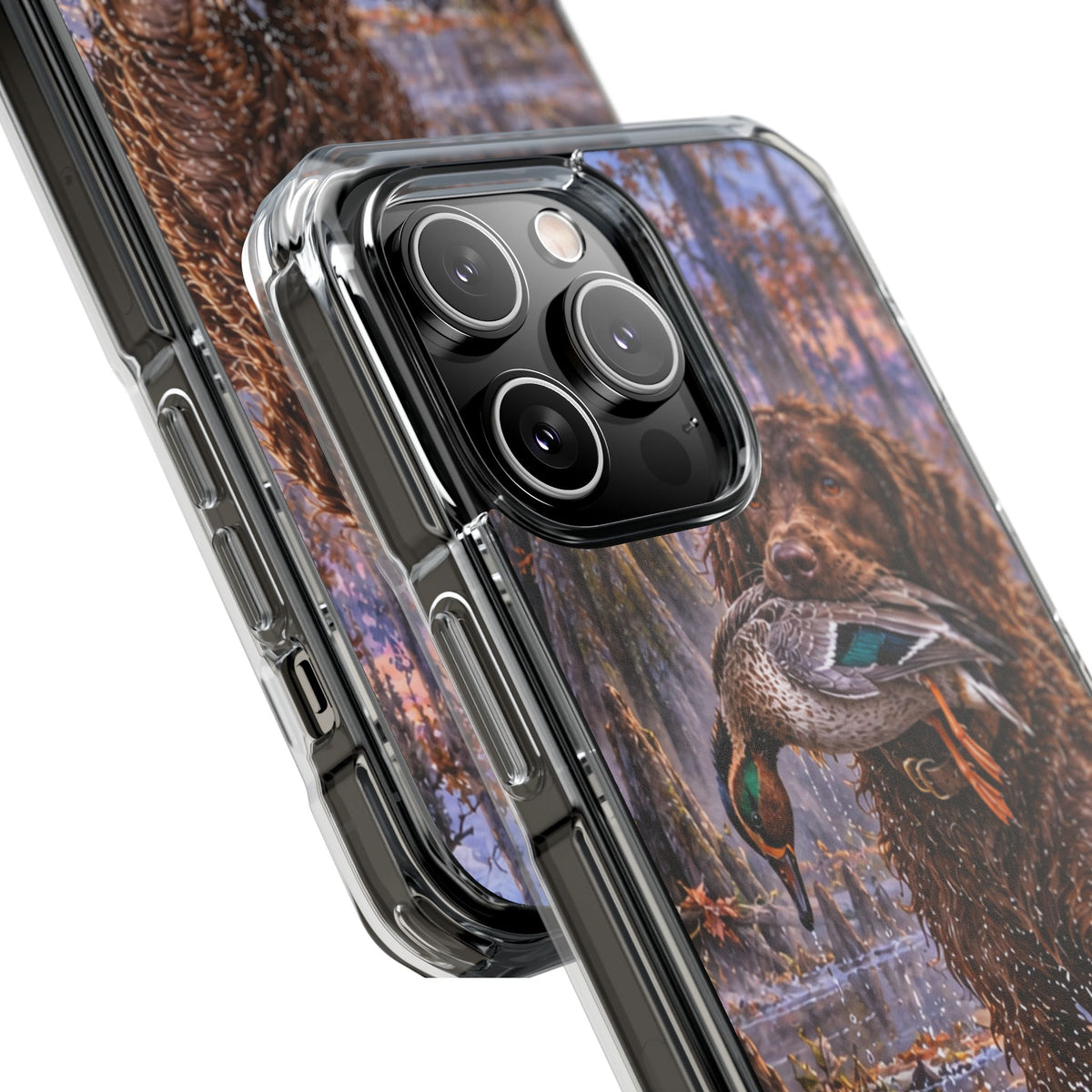 Clear Magnetic Phone Case — Boykin spaniel with Duck swamp