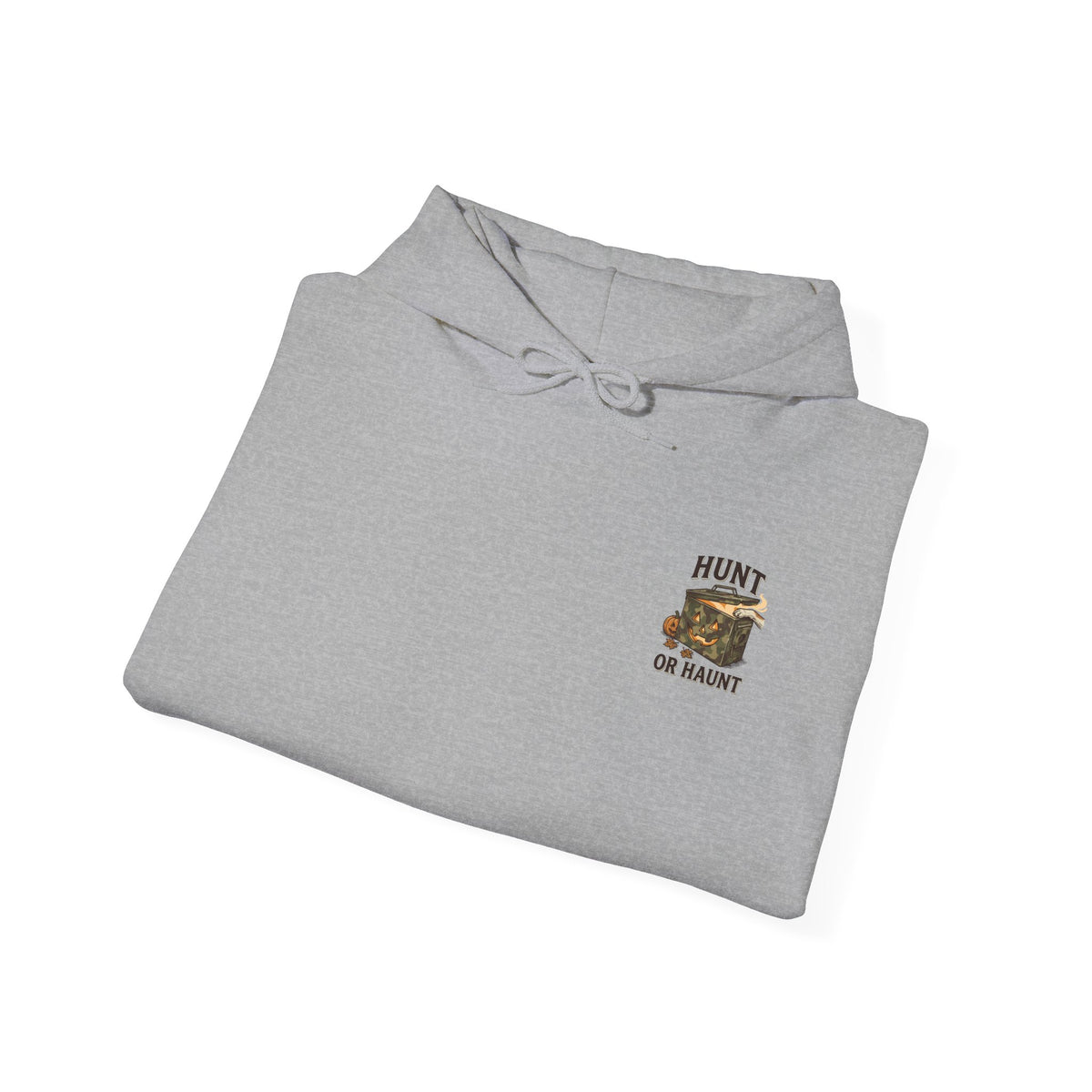 Hunt or Haunt Hoodie | Spooky Hunting Skull, Cabin Night Outdoor Graphic