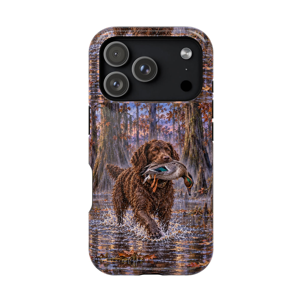 Clear Magnetic Phone Case — Boykin spaniel with Duck swamp