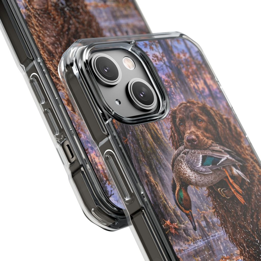 Clear Magnetic Phone Case — Boykin spaniel with Duck swamp