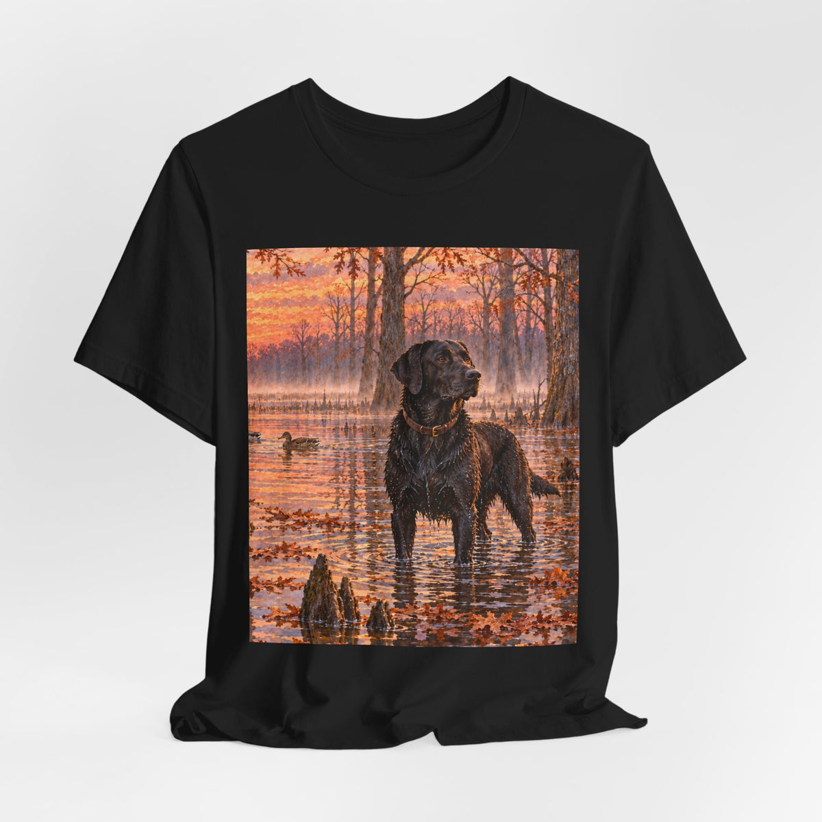 Sunset Bay Labrador Tee — Black Lab Dog Sunset Shirt