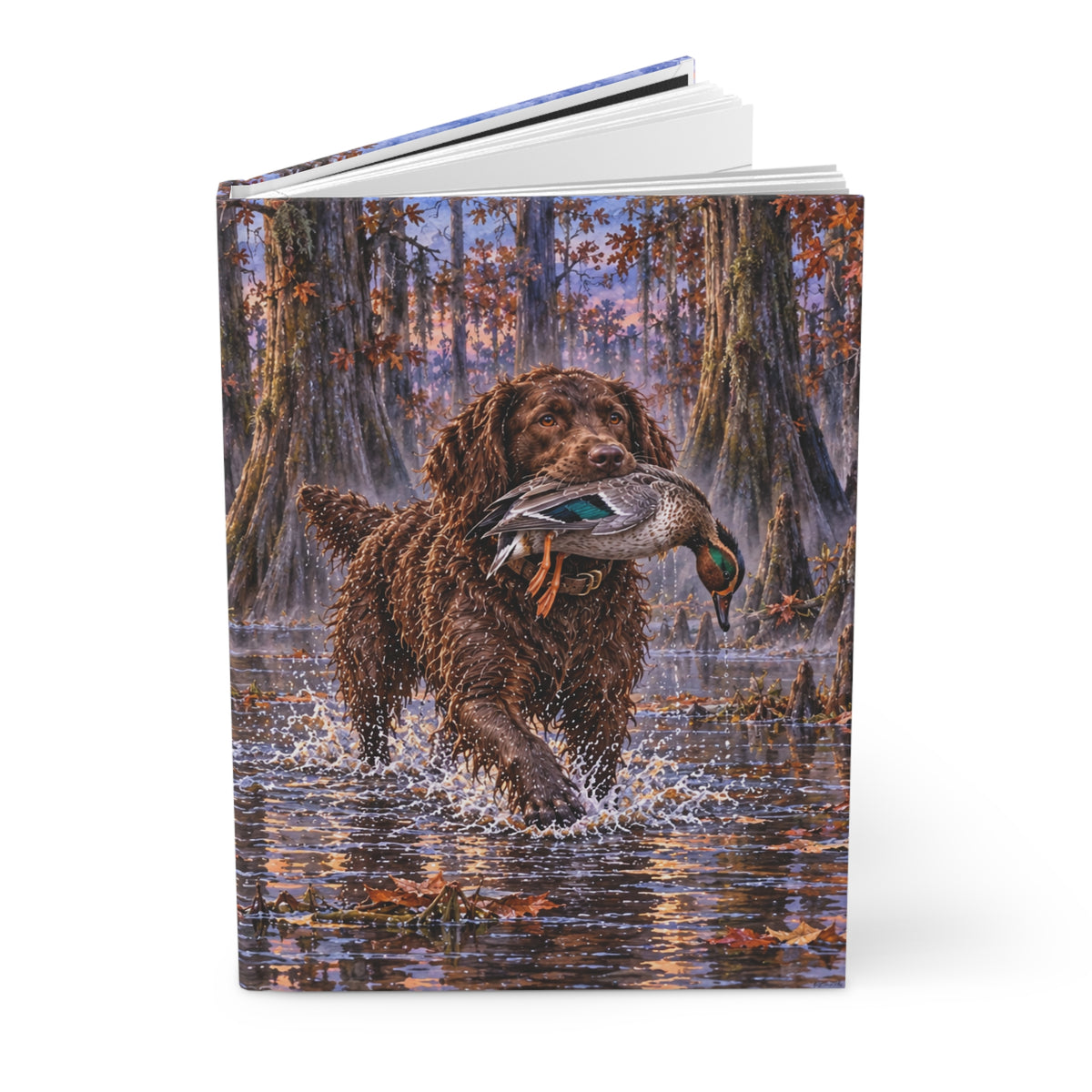 Boykin Spaniel Journal — Autumn Swamp Sunset Hardcover Notebook