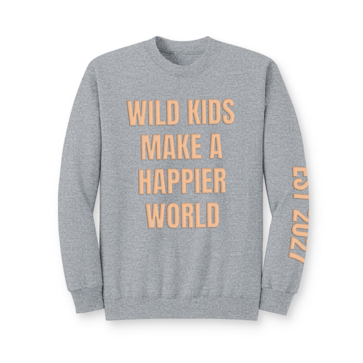 Personalized Hunting Mama Sweatshirt, Wild Kids Make a Happier World Shirt, Hunter Orange Puff Sweatshirt, Custom Mom Hunting Gift
