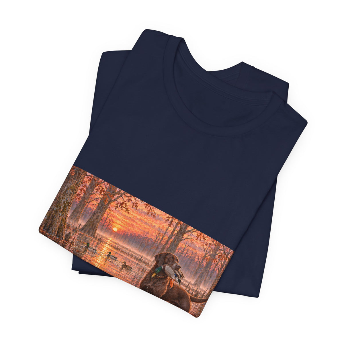 Sunset Bay Retriever T-Shirt — Dog Lover Sunset Woodland Tee