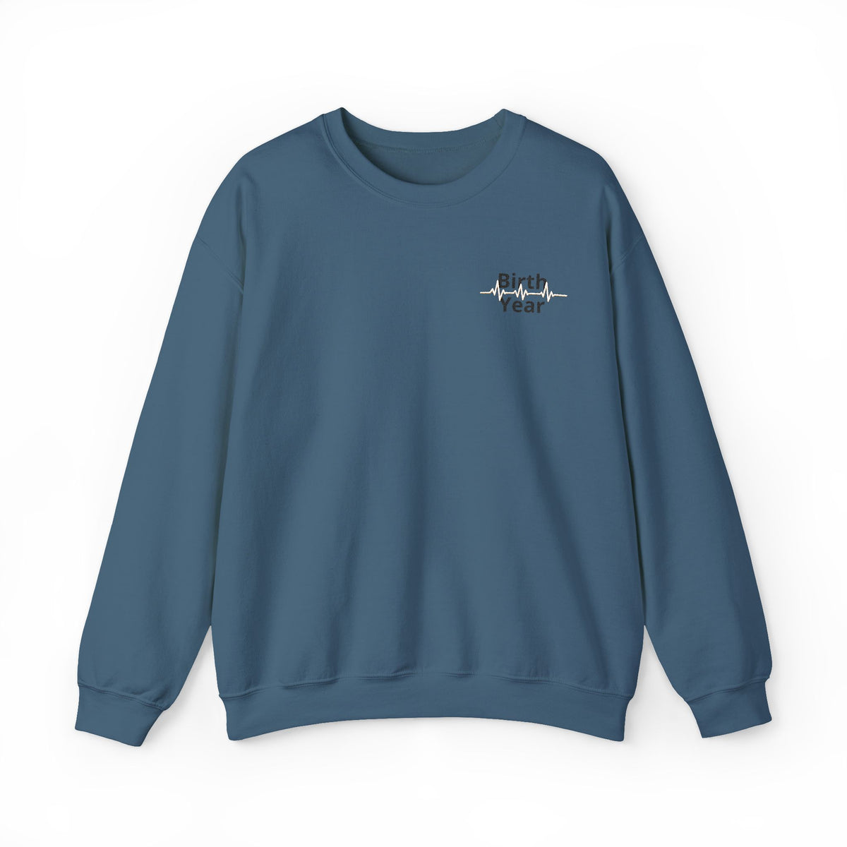 Birth Year Crewneck Sweatshirt — Personalized Vintage Heartbeat Design