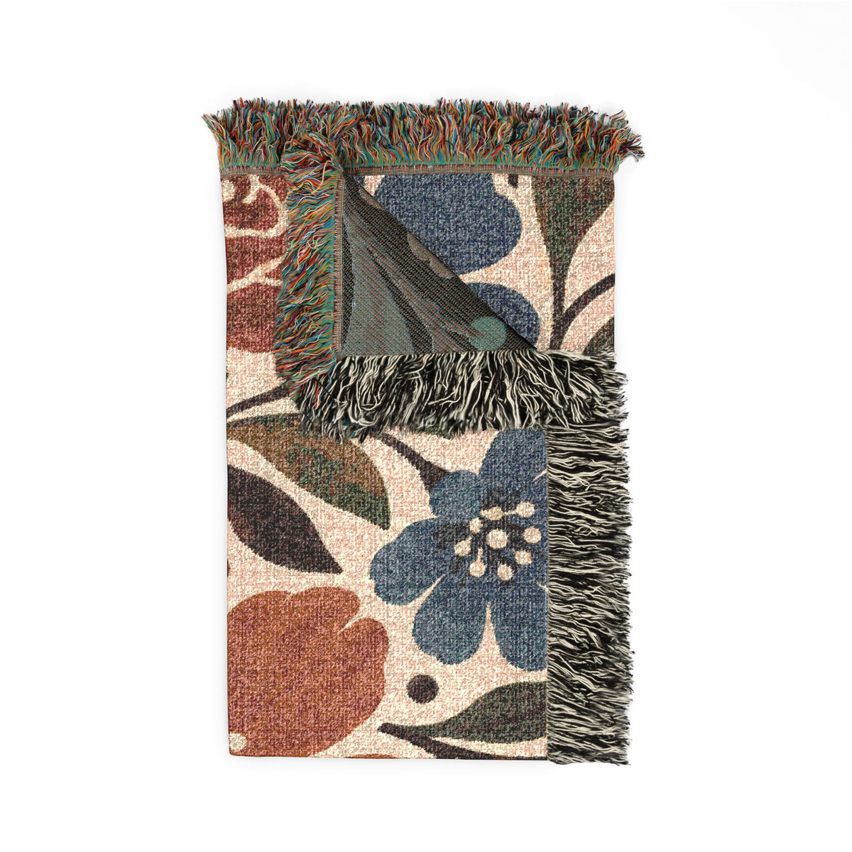 Floral Woven Blanket — Boho Vintage Floral Throw for Living Room & Bedroom