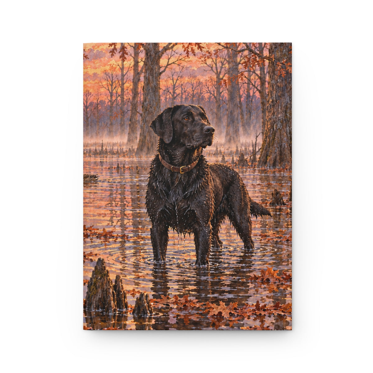Black Labrador Journal — Autumn Swamp Sunset Hardcover Notebook