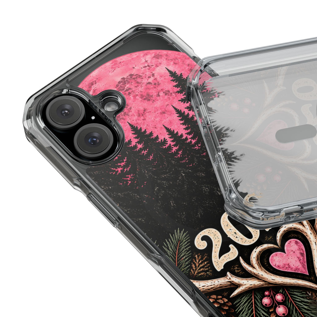 2026 Pink Moon Forest Phone Case — Clear Magnetic Protective Cover
