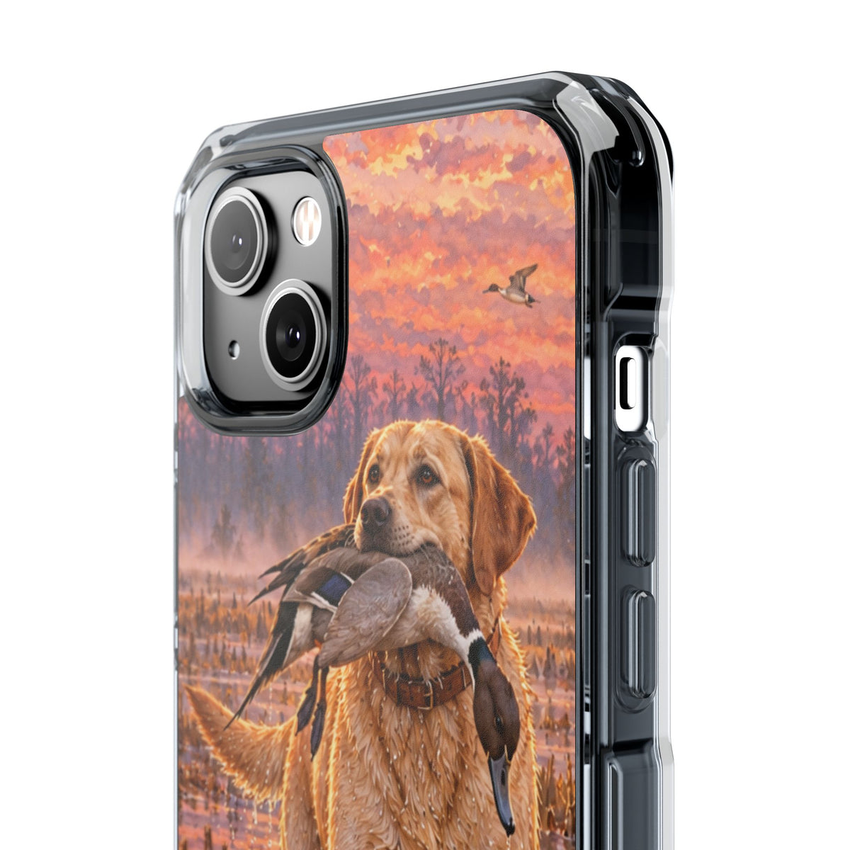 Clear Magnetic Phone Case — Lab in swamp with duck
