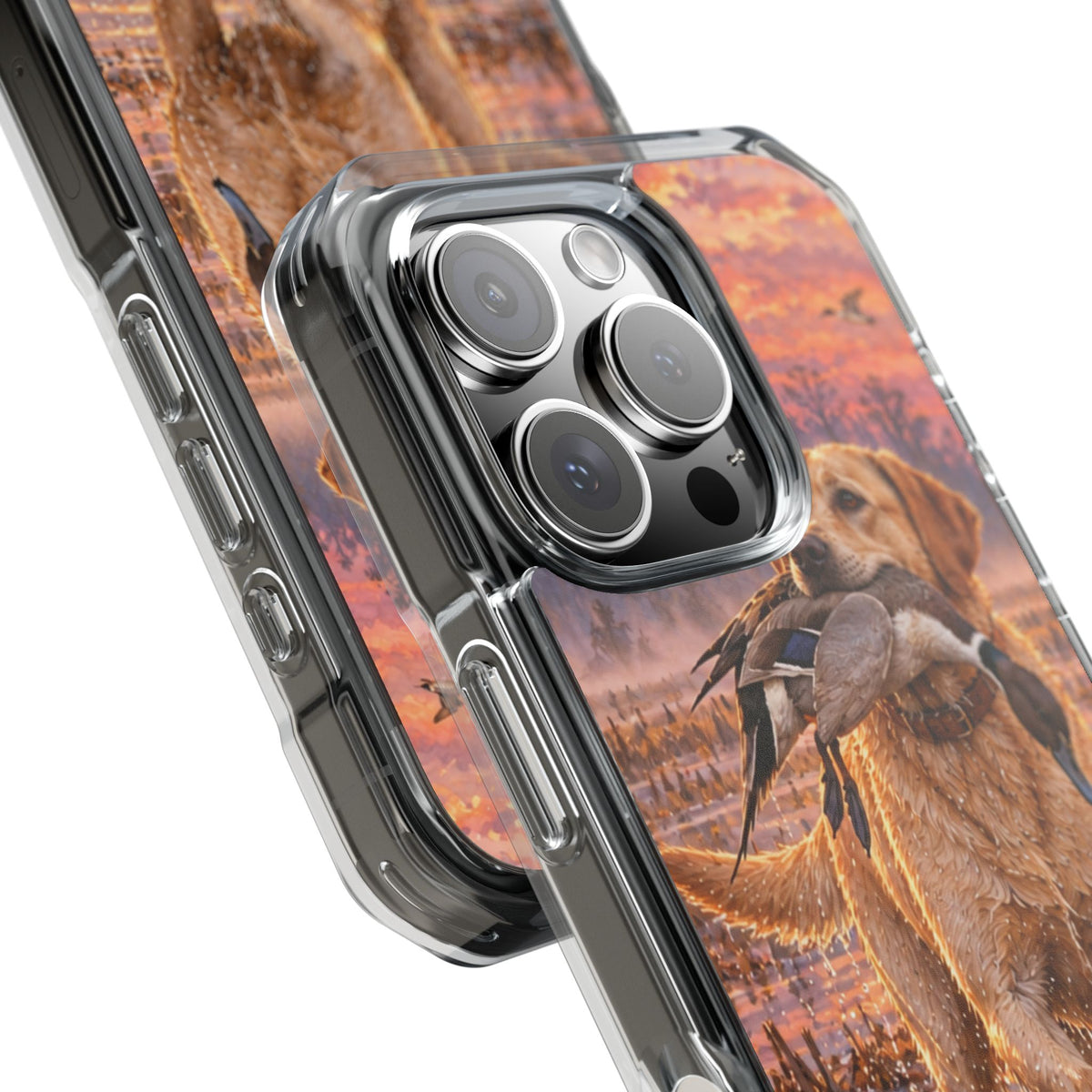Clear Magnetic Phone Case — Lab with Duck swamp