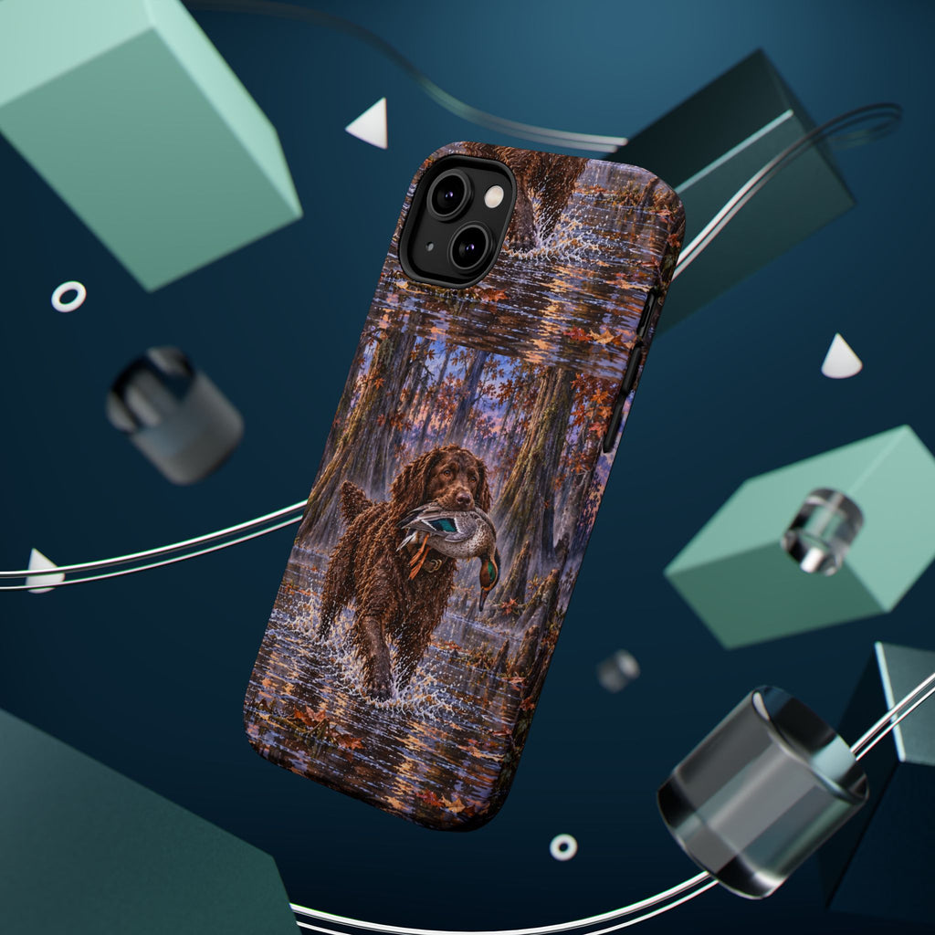 Clear Magnetic Phone Case — Boykin spaniel with Duck swamp