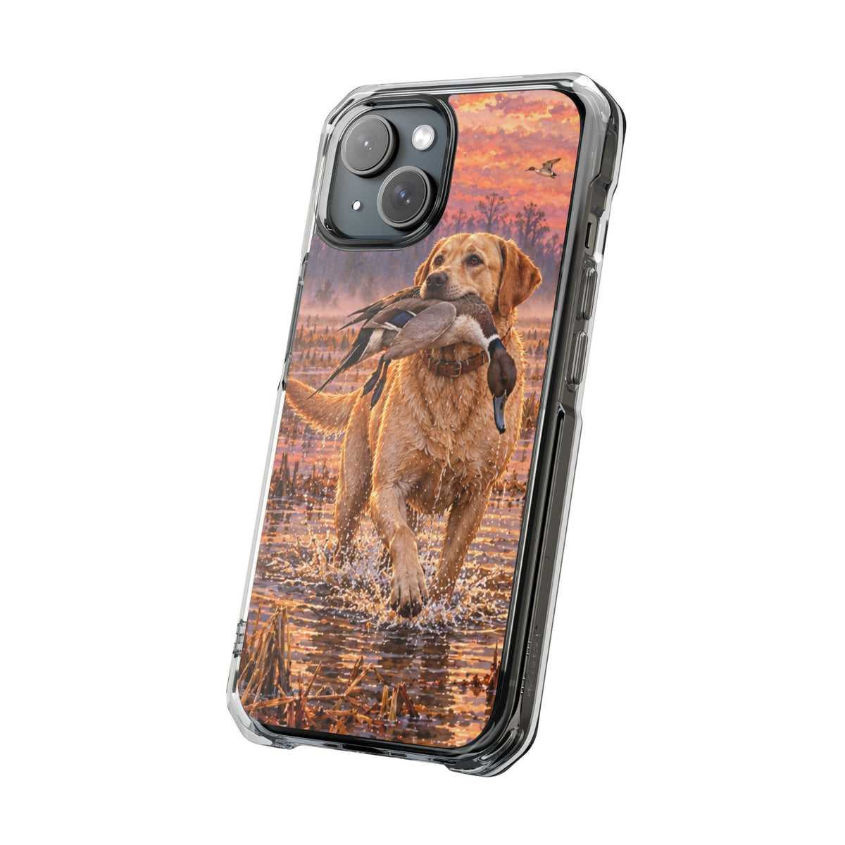 Clear Magnetic Phone Case — Lab with Duck swamp