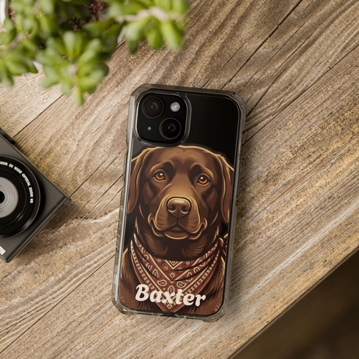 Clear Magnetic Phone Case — Chocolate Lab Dog Personalized