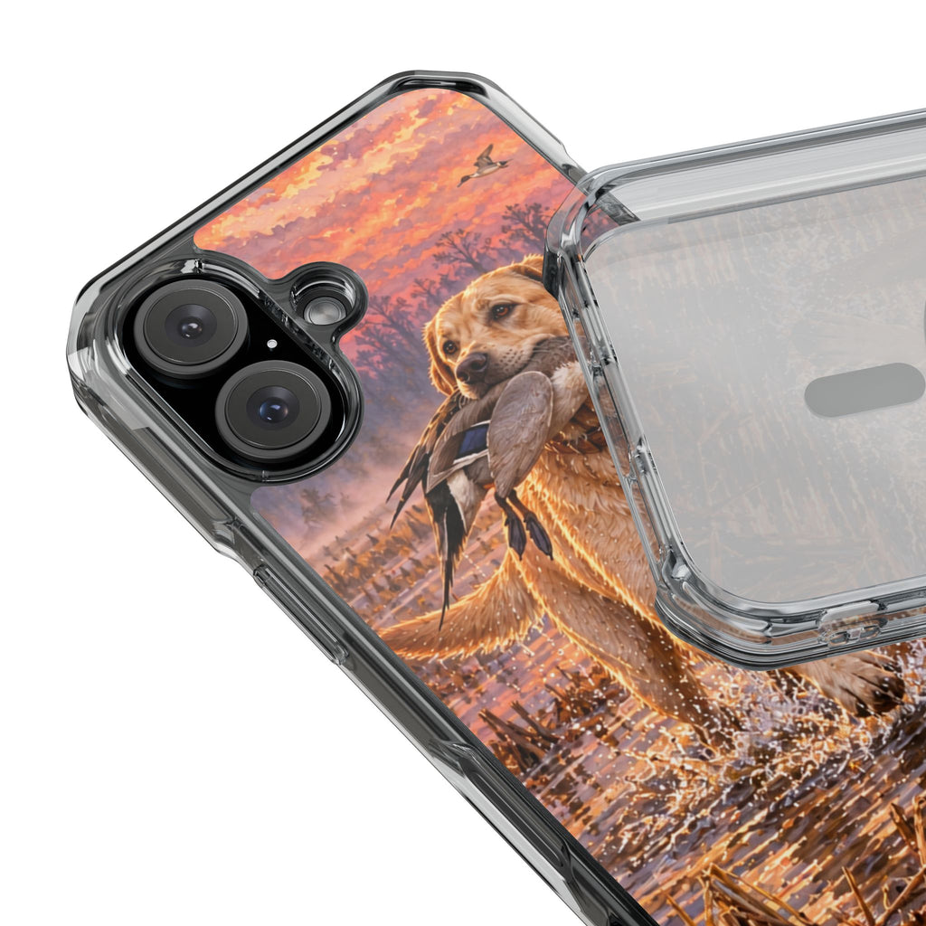 Clear Magnetic Phone Case — Lab with Duck swamp