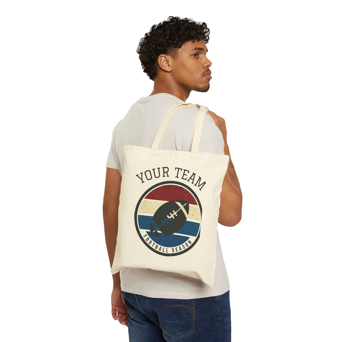 Retro Football Season Tote | Canvas Stadium Bag