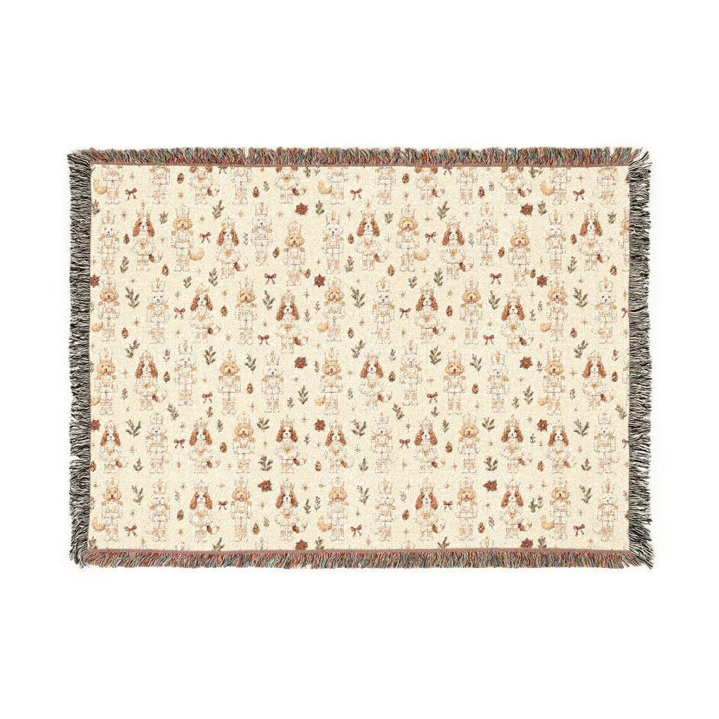 Dog Nutcracker Christmas Blanket - Ivory Woven Holiday Throw