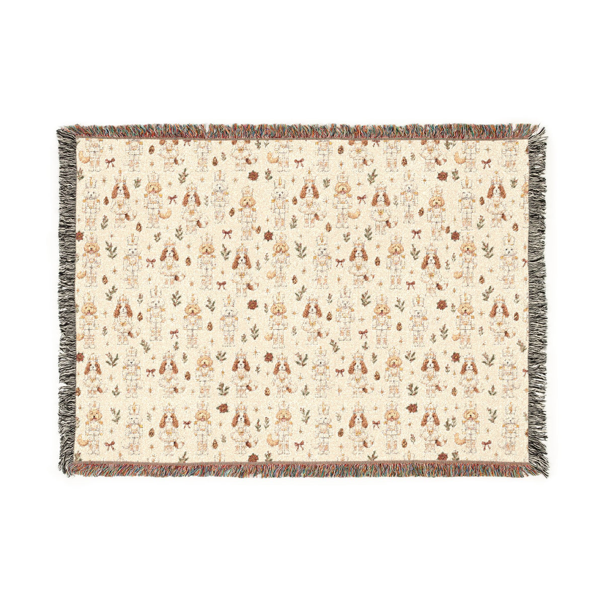 Dog Nutcracker Christmas Blanket - Ivory Woven Holiday Throw