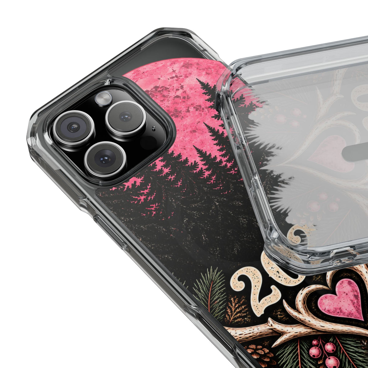 2026 Pink Moon Forest Phone Case — Clear Magnetic Protective Cover