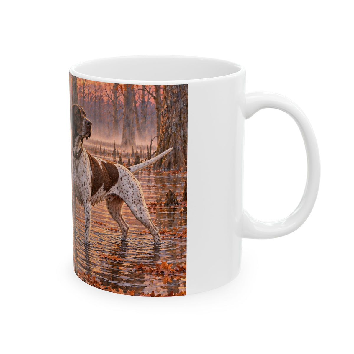 Hunting Dog Sunrise Ceramic Mug – Duck Hunter Coffee Cup (11oz & 15oz)