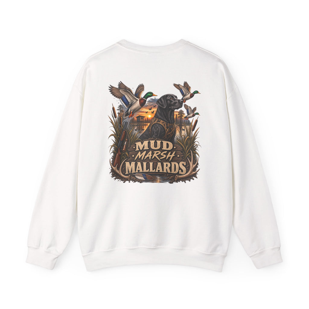 Mallard Duck Crewneck Sweatshirt — "Mud Marsh Mallards" Waterfowl Hunting Pullover