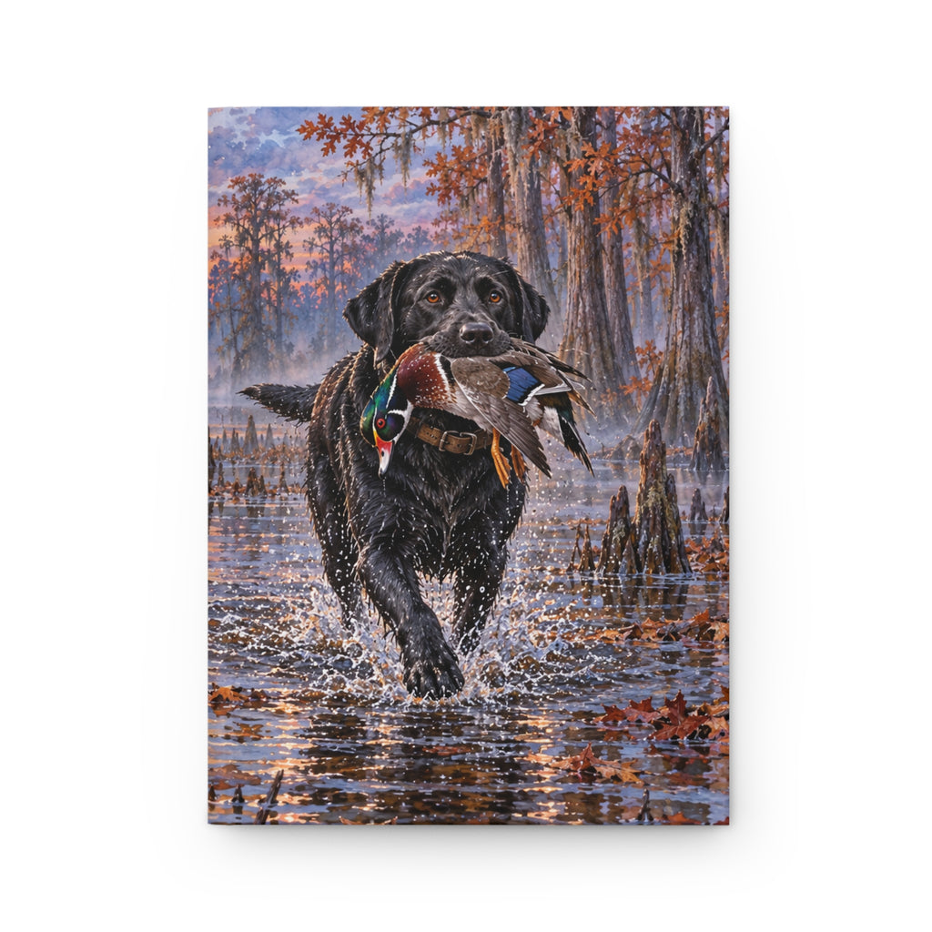 Black Labrador Journal — Autumn Swamp Sunset Hardcover Notebook