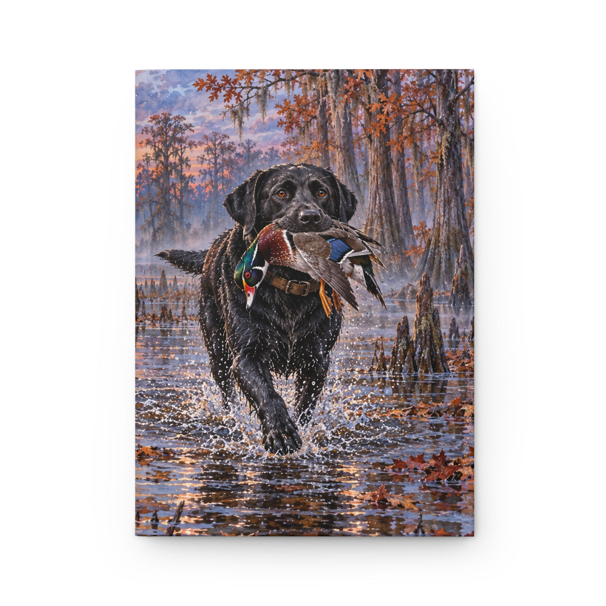 Black Labrador Journal — Autumn Swamp Sunset Hardcover Notebook