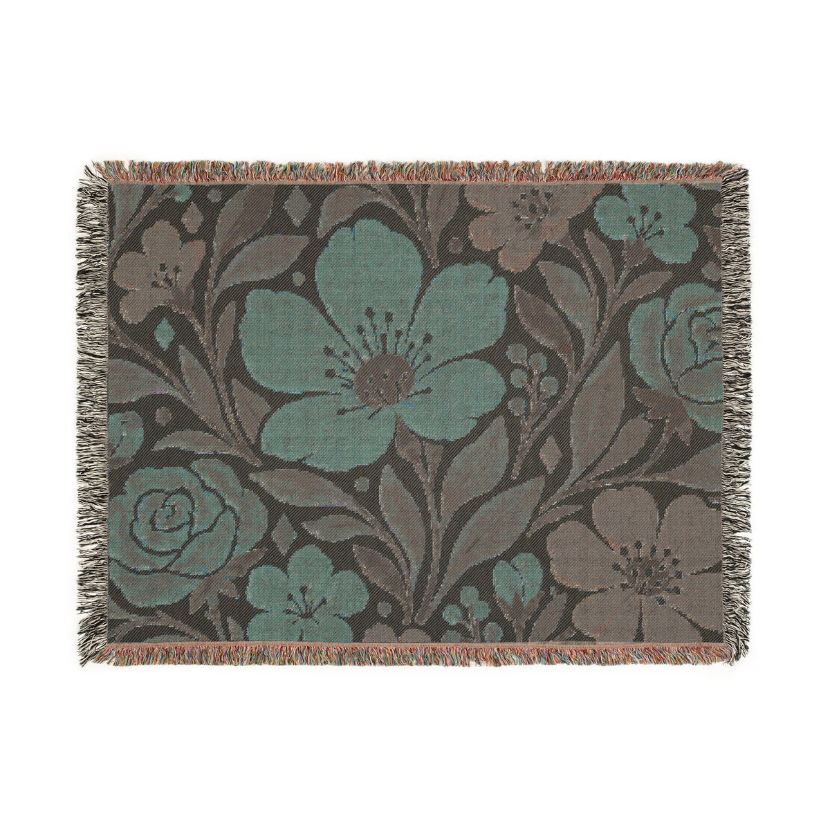 Floral Woven Blanket — Boho Vintage Floral Throw for Living Room & Bedroom