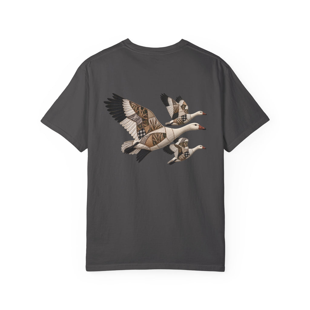 Faux Patchwork Snow Goose Shirt, Snow Geese Hunting T-Shirt, Arkansas Waterfowl Hunter Gift