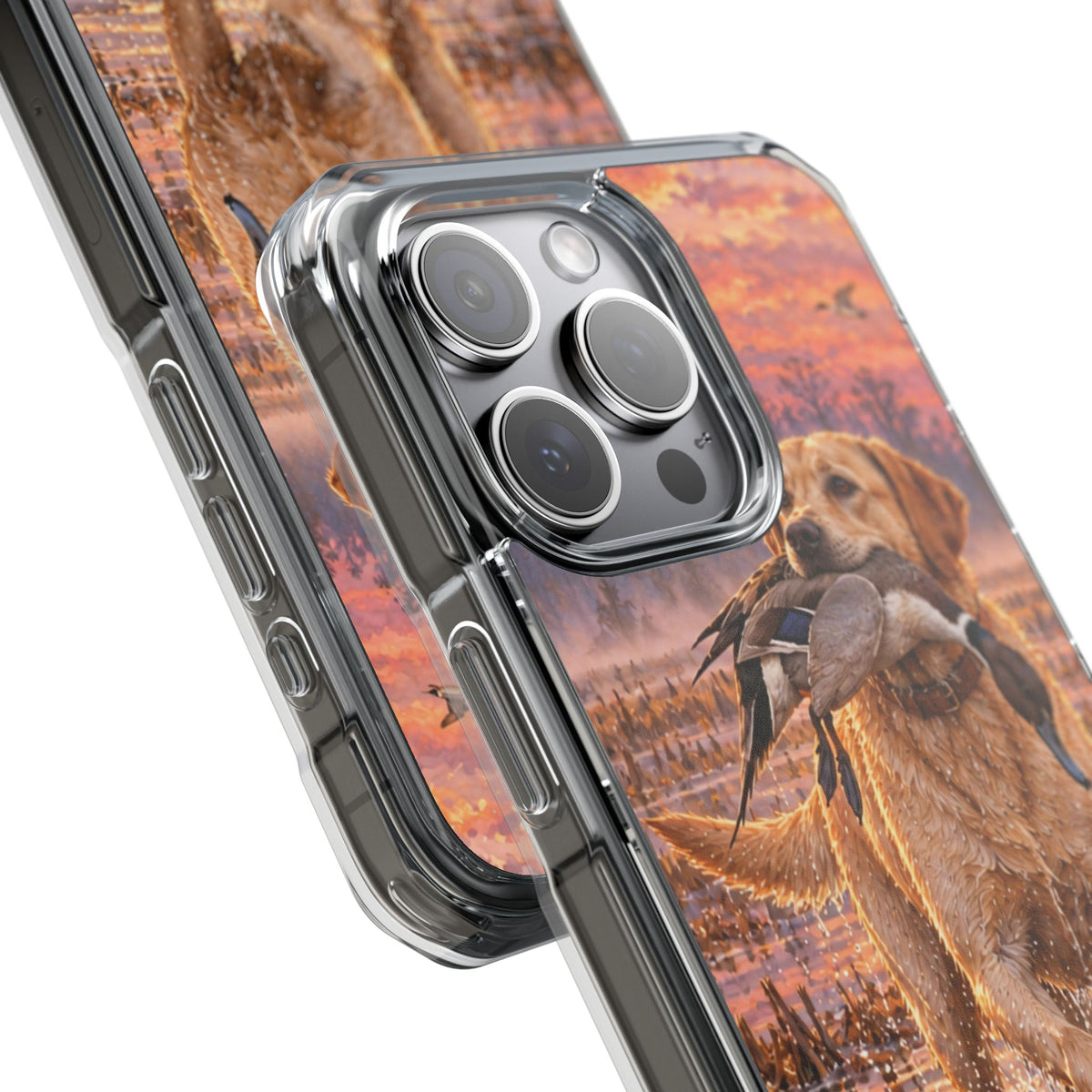 Clear Magnetic Phone Case — Lab in swamp with duck