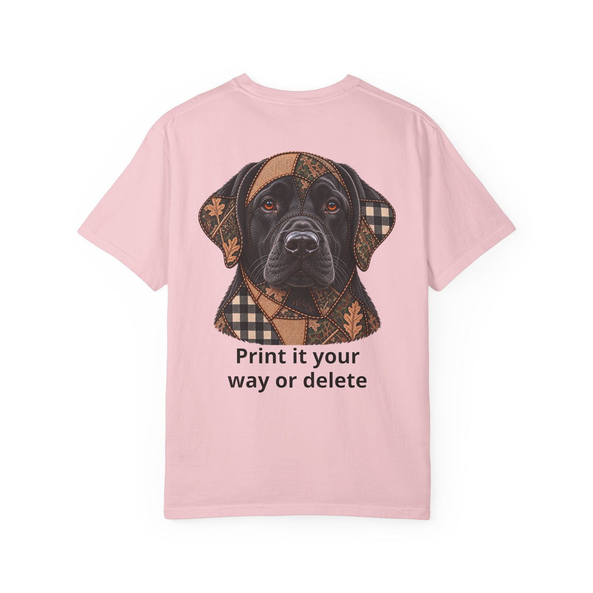 Faux Patchwork Black Lab Short-Sleeve T-Shirt, Labrador Hunting Shirt, Arkansas Hunter Gift