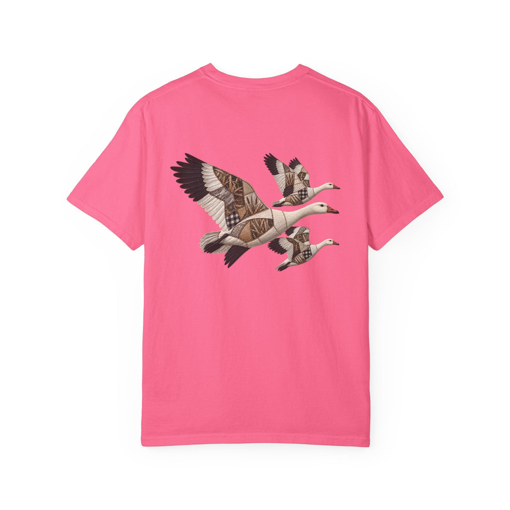Faux Patchwork Snow Goose Shirt, Snow Geese Hunting T-Shirt, Arkansas Waterfowl Hunter Gift