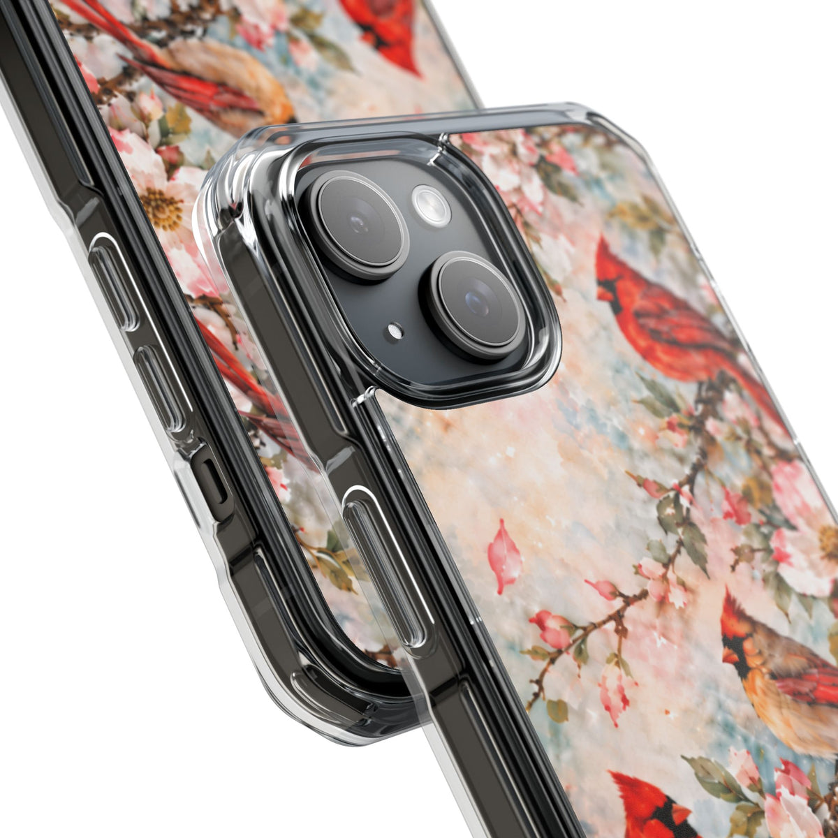 Clear Magnetic Phone Case — Cardinal Flock Scene