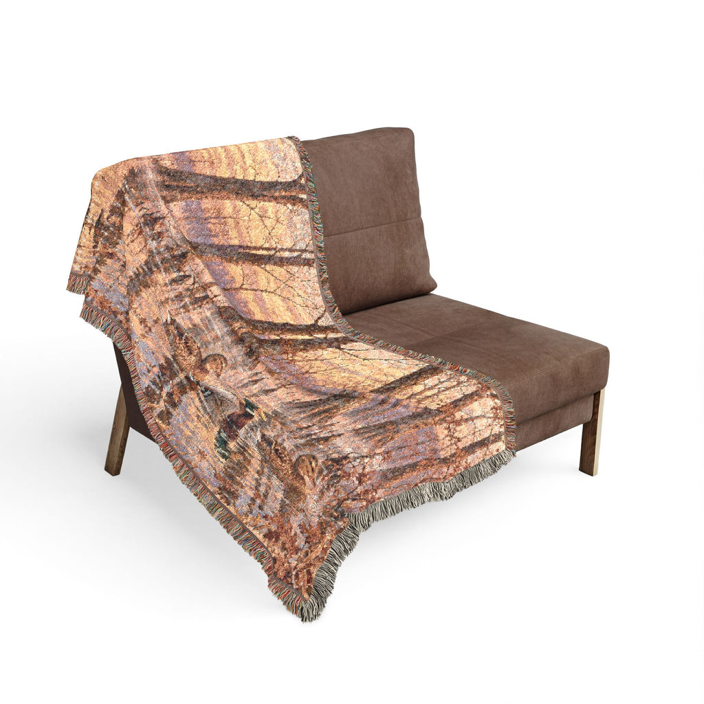 Duck Marsh Woven Blanket — Scenic Woodland Duck Hunting Throw