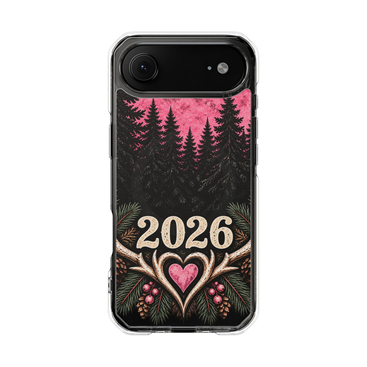 2026 Pink Moon Forest Phone Case — Clear Magnetic Protective Cover