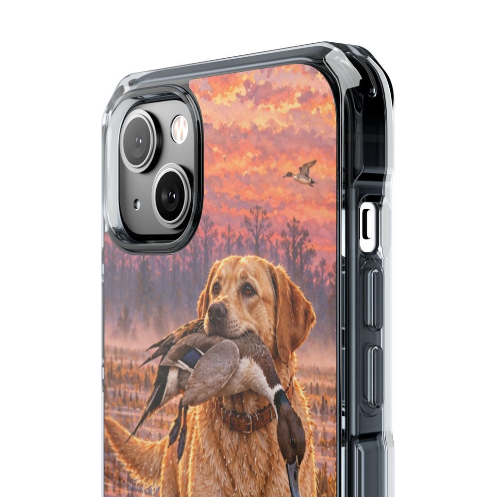 Clear Magnetic Phone Case — Lab with Duck swamp