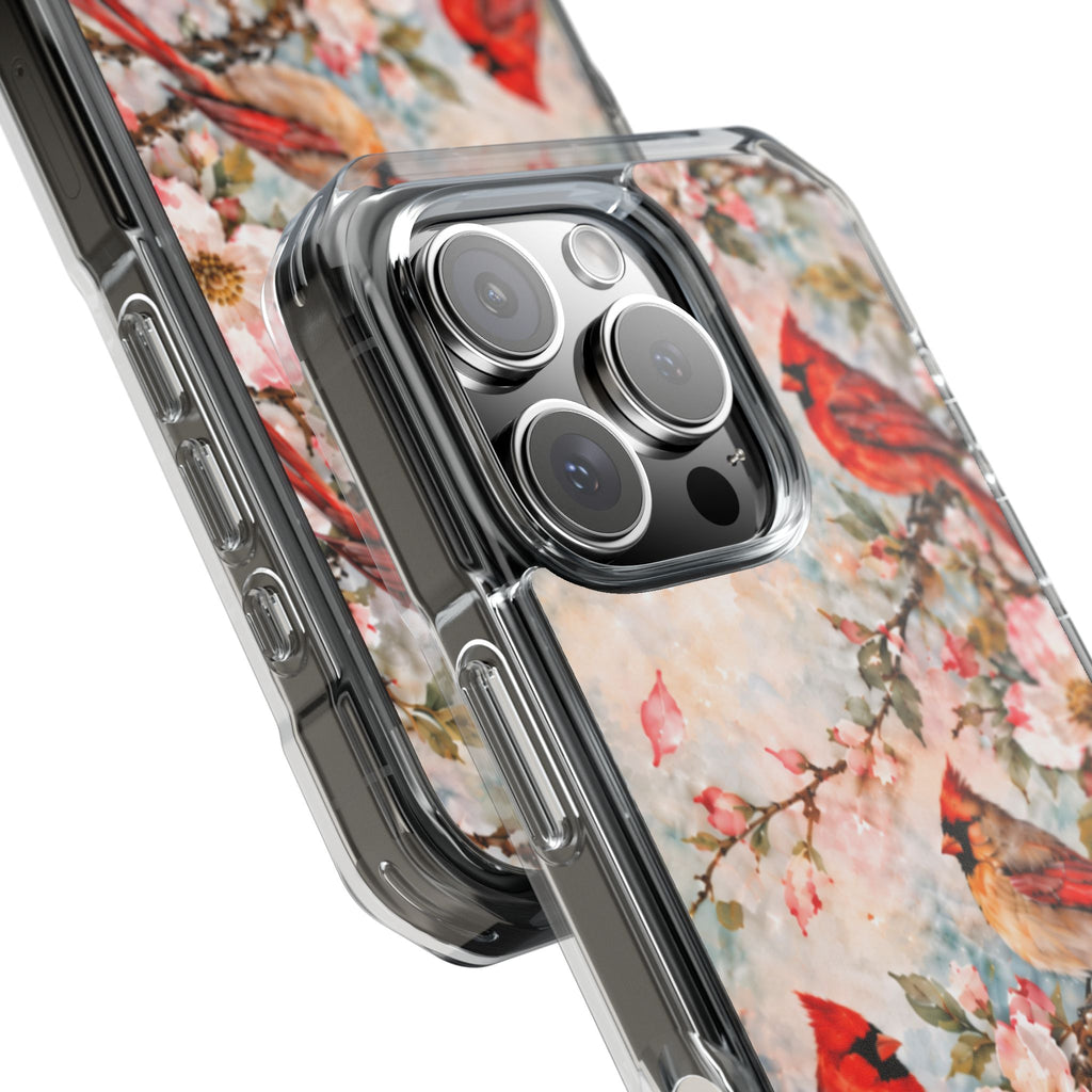 Clear Magnetic Phone Case — Cardinal Flock Scene