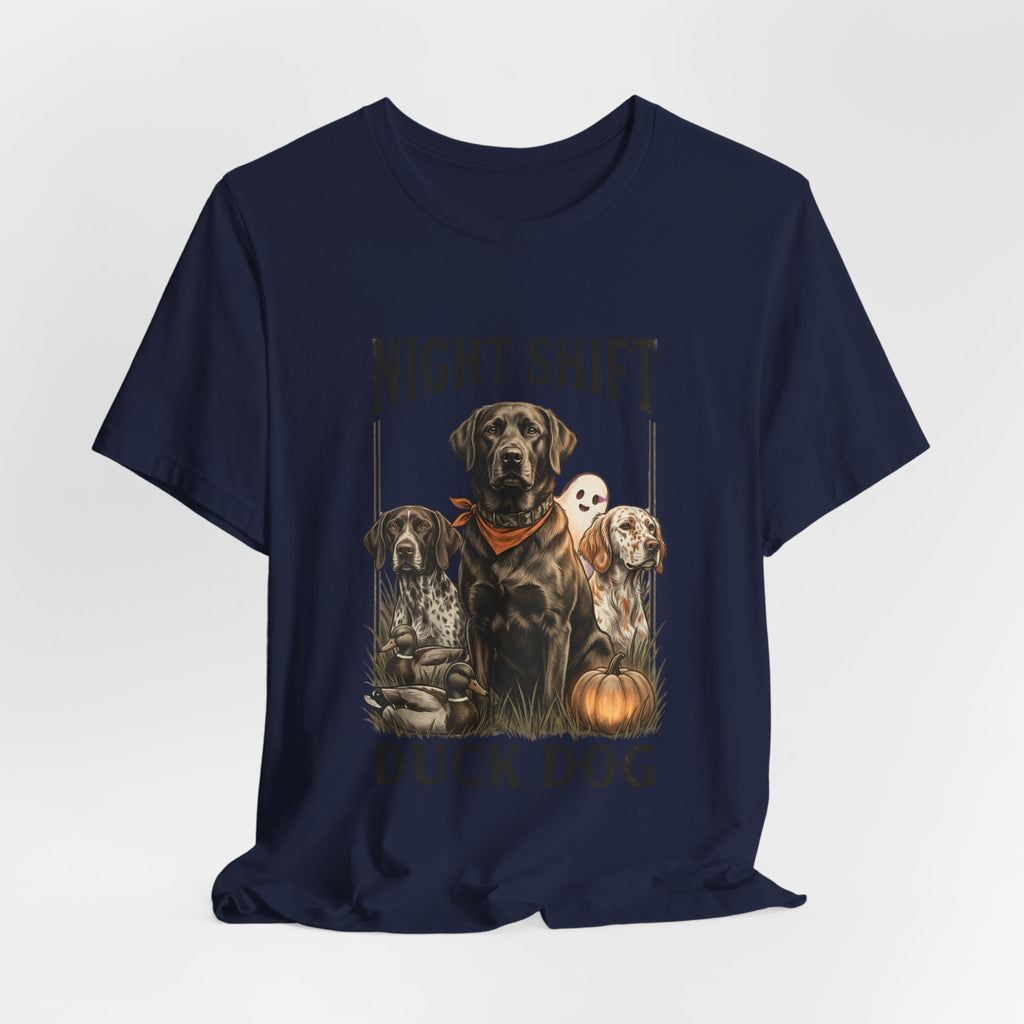 Night Shift Duck Dog T‑Shirt | Spooky Hunting, Retriever Graphic