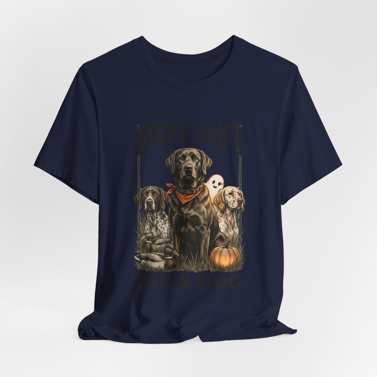 Night Shift Duck Dog T‑Shirt | Spooky Hunting, Retriever Graphic