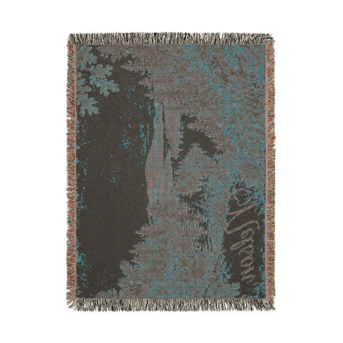 Mohican River Scenic Woven Blanket — Rustic Lake Landscape Throw
