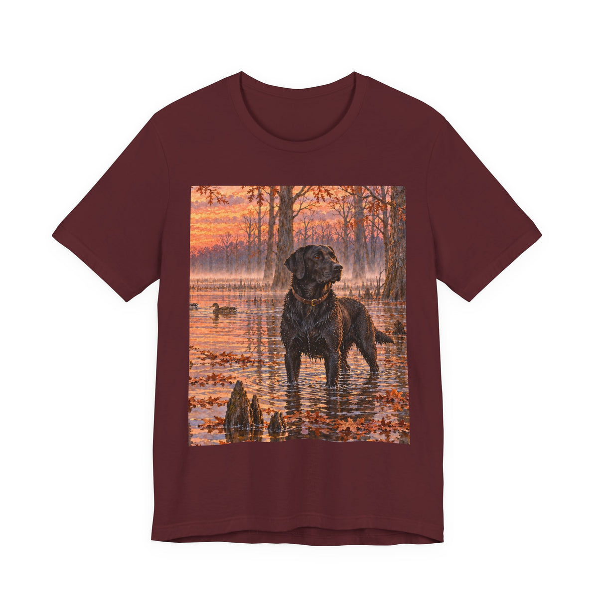 Sunset Bay Labrador Tee — Black Lab Dog Sunset Shirt