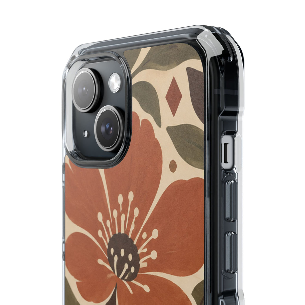 Clear Magnetic Phone Case Floral Pattern Protective Cover