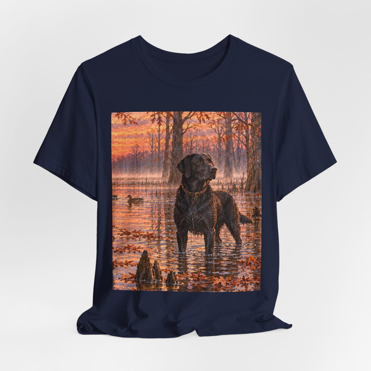 Sunset Bay Labrador Tee — Black Lab Dog Sunset Shirt