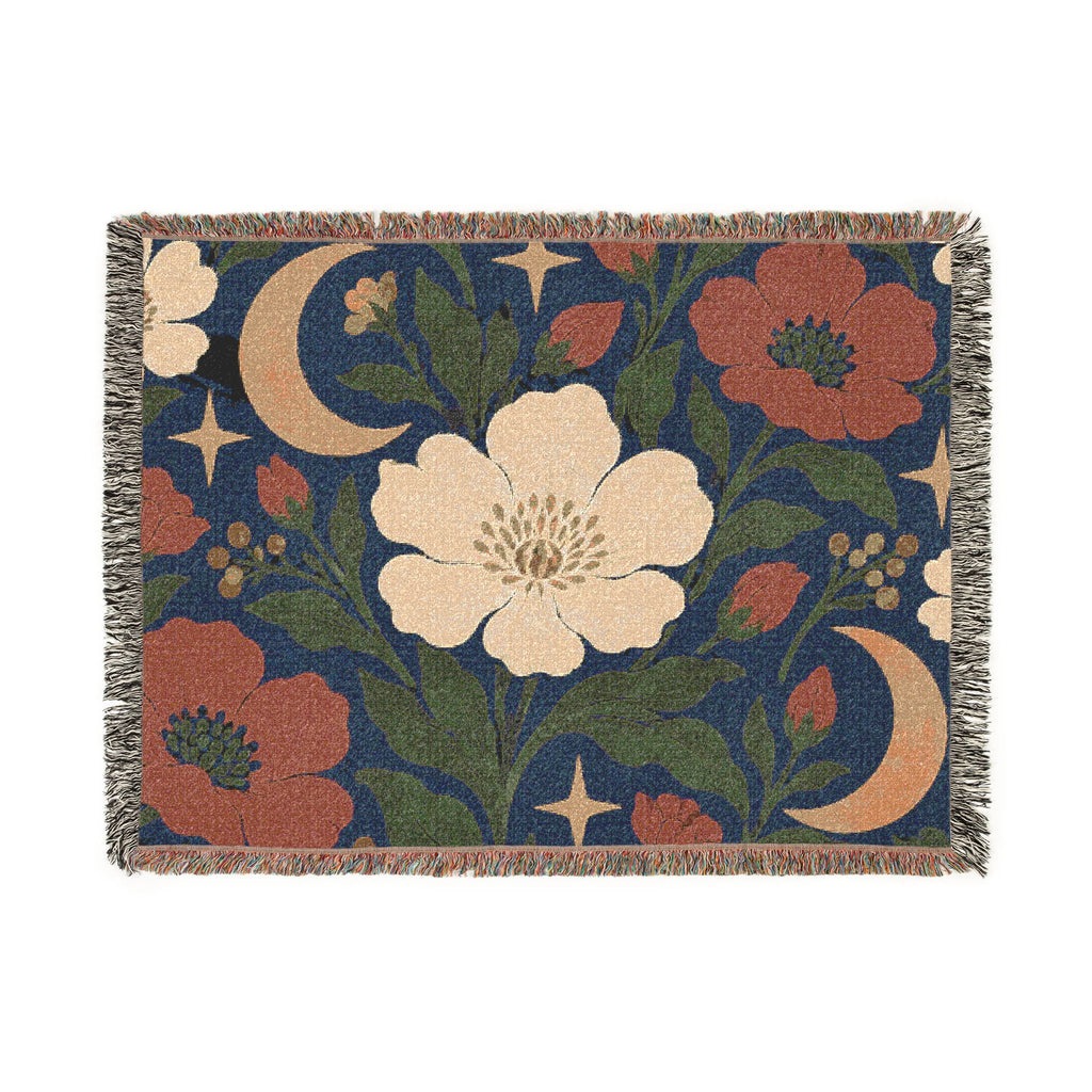 Boho Geometric Woven Blanket — Retro Floral Tile Soft Throw