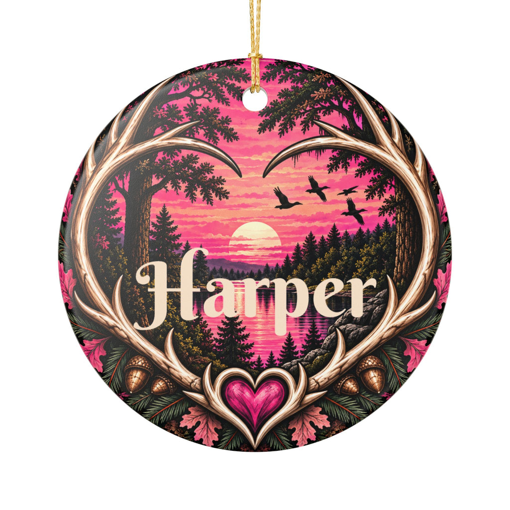 Personalized Southern Deer Hunter Ornament, Pink Whitetail Christmas Keepsake, Custom Name 2026 Gift
