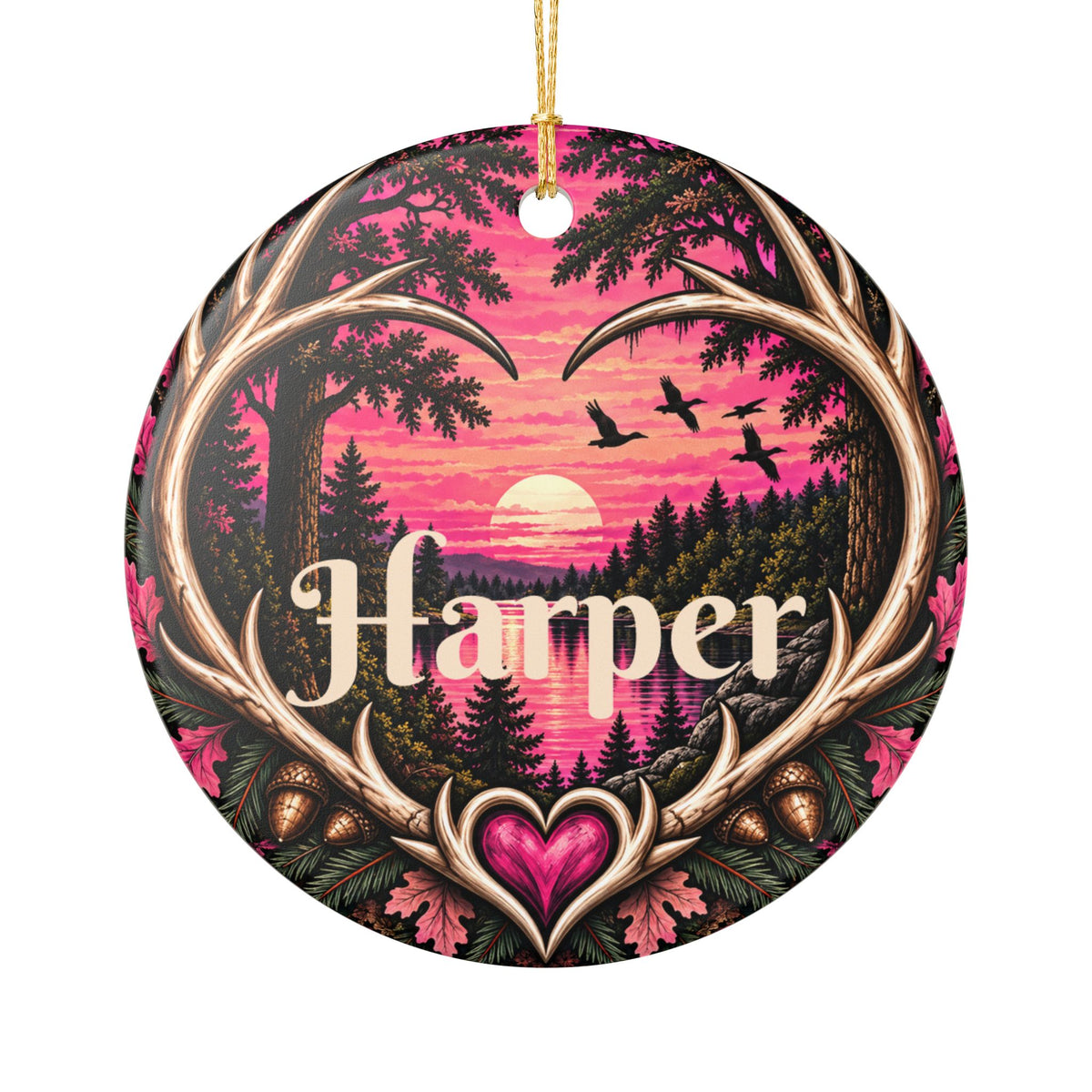 Personalized Southern Deer Hunter Ornament, Pink Whitetail Christmas Keepsake, Custom Name 2026 Gift