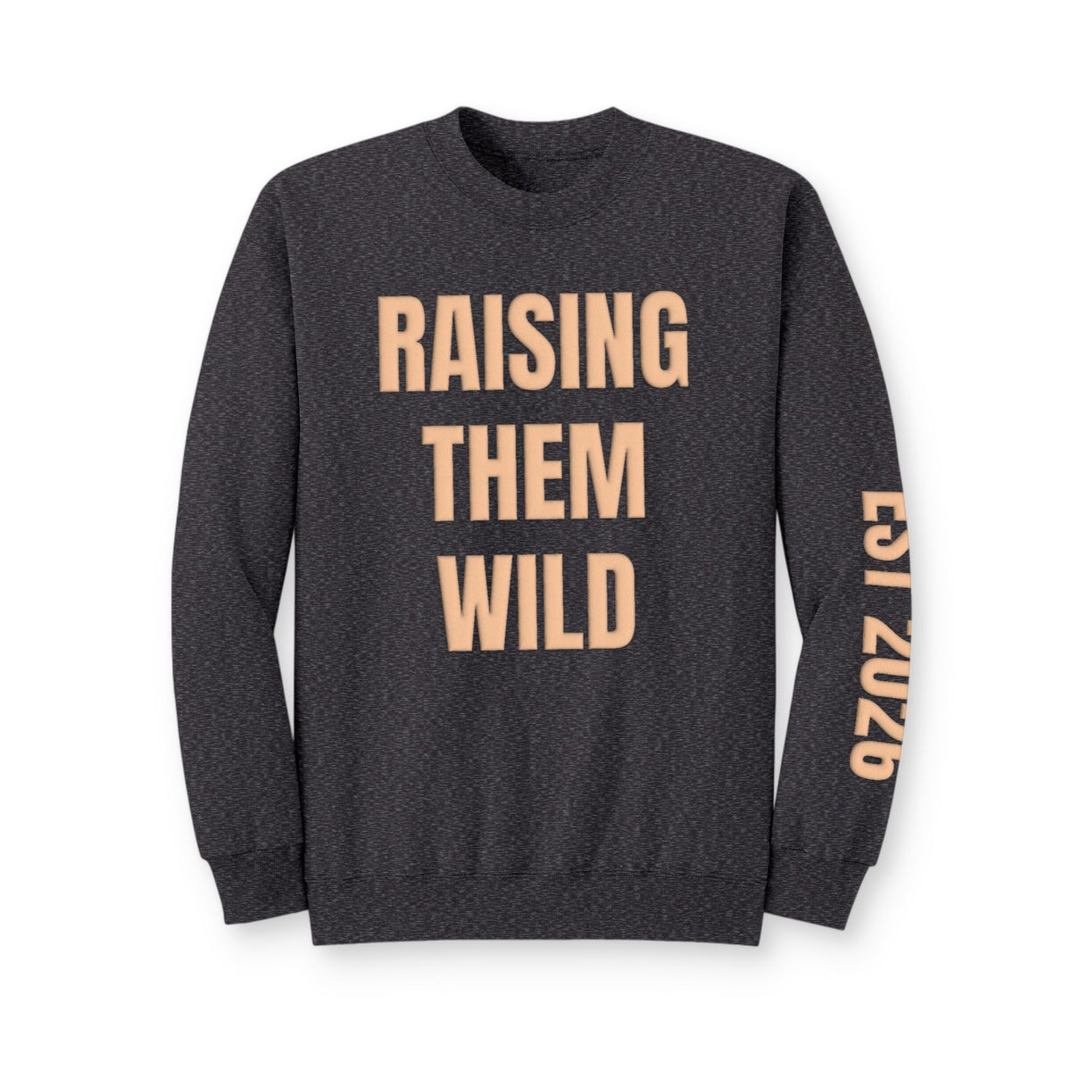 Personalized Hunting Mama Sweatshirt, Raising Them Wild, Hunter Orange Puff Sweatshirt, Custom Hunting Mom Gift