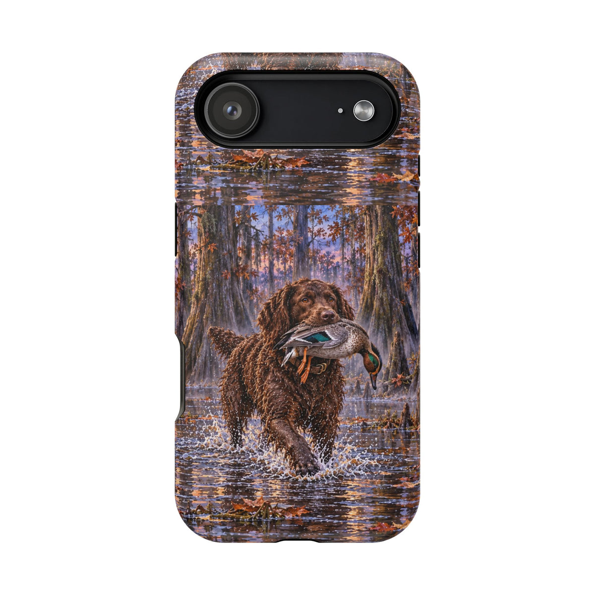 Clear Magnetic Phone Case — Boykin spaniel with Duck swamp