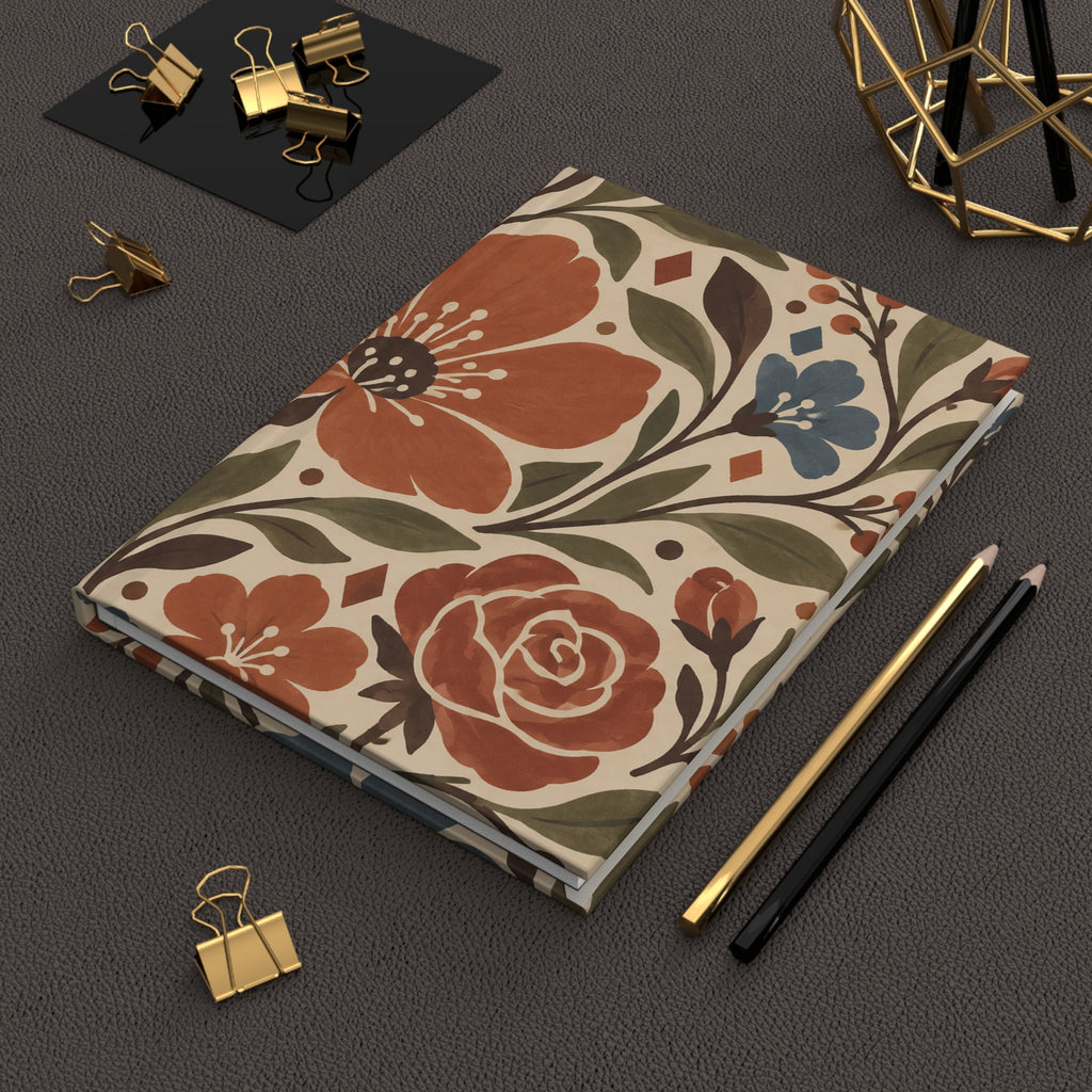 Floral Vintage Hardcover Journal — Lined Notebook with Earthy Botanical Cover