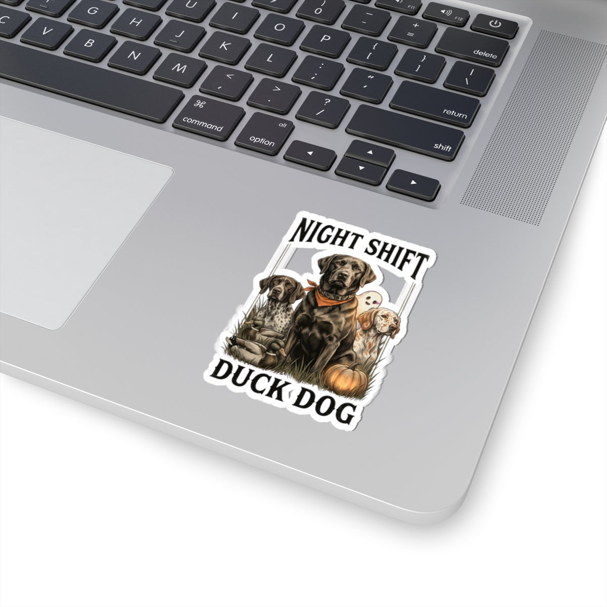 Night Shift Duck Dog Sticker | Spooky Hunting, Fall Pumpkin