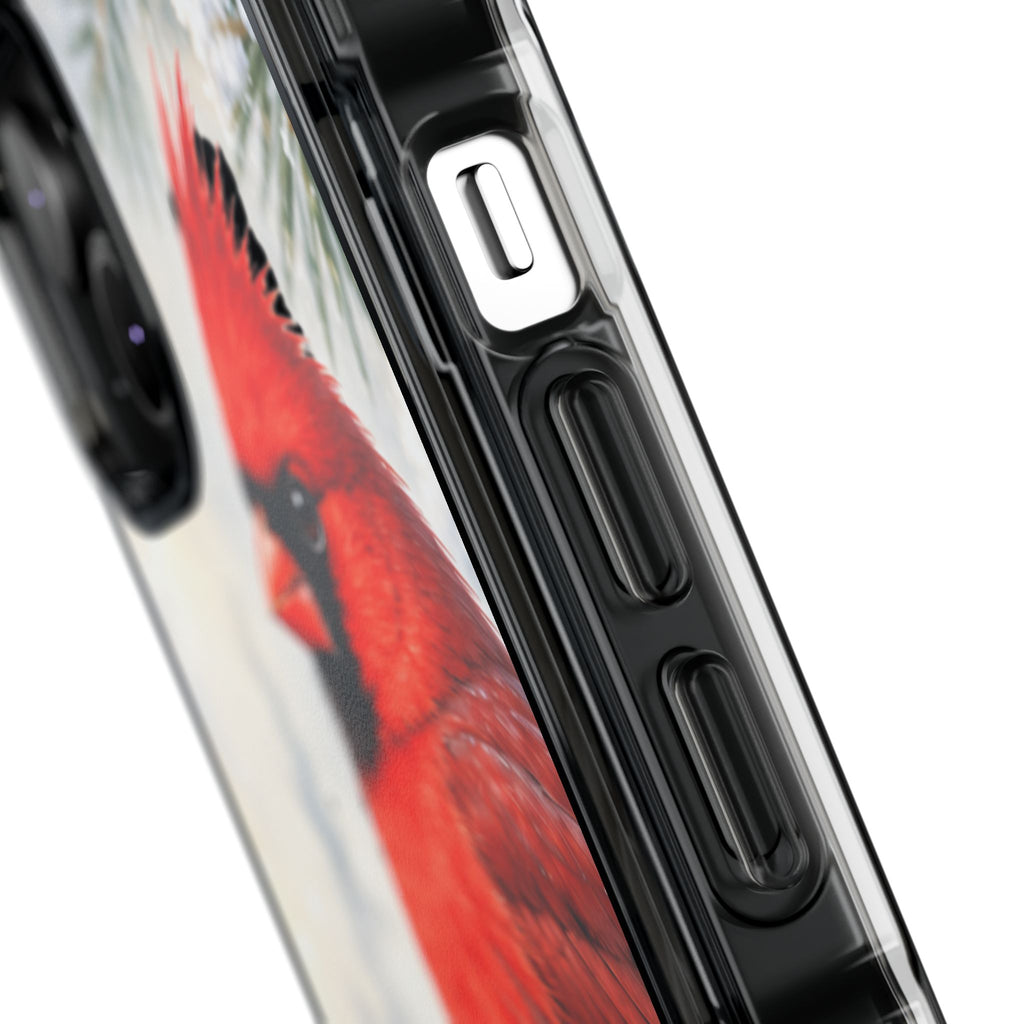 Clear Magnetic Phone Case — Winter Cardinal Scene